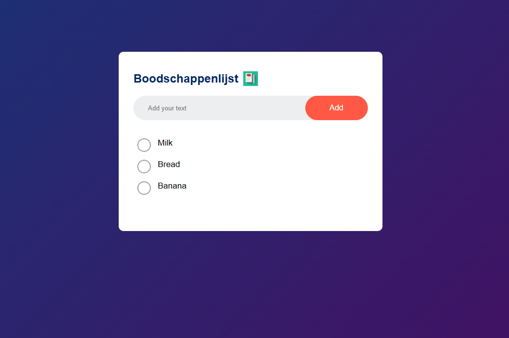 Boodschappenlijst Opdracht